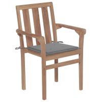 vidaXL Stapelbare Gartenstühle mit Kissen 8 Stk. Massivholz Teak