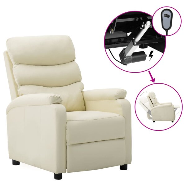vidaXL Relaxsessel Elektrisch Creme Kunstleder