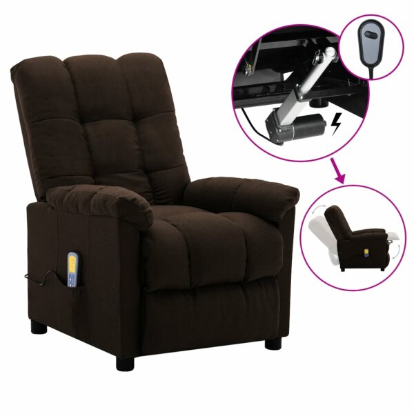 vidaXL Massagesessel Elektrisch Dunkelbraun Stoff