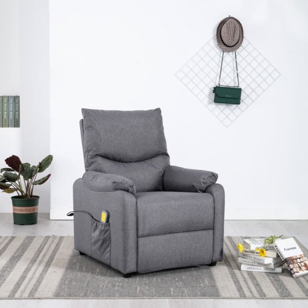 vidaXL Massagesessel Elektrisch Hellgrau Stoff