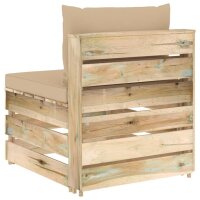 vidaXL Modulares Mittelsofa mit Kissen Grün Imprägniertes Holz