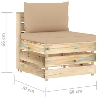 vidaXL Modulares Mittelsofa mit Kissen Grün Imprägniertes Holz