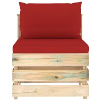 vidaXL Modulares Mittelsofa mit Kissen Grün Imprägniertes Holz