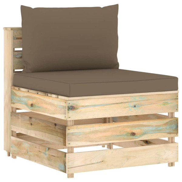 vidaXL Modulares Mittelsofa mit Kissen Grün Imprägniertes Holz