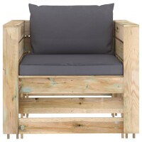 vidaXL 2-tlg. Garten-Lounge-Set mit Kissen Gr&uuml;n Impr&auml;gniertes Holz