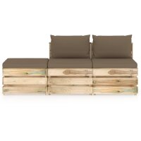 vidaXL 3-tlg. Garten-Lounge-Set mit Kissen Gr&uuml;n Impr&auml;gniertes Holz