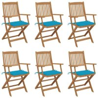 vidaXL Klappbare Gartenstühle 6 Stk. mit Kissen...