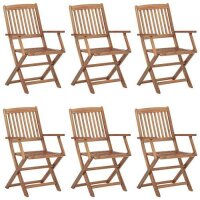 vidaXL Klappbare Gartenstühle 6 Stk. mit Kissen...