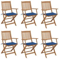 vidaXL Klappbare Gartenstühle 6 Stk. mit Kissen...