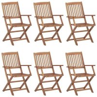 vidaXL Klappbare Gartenstühle 6 Stk. mit Kissen...