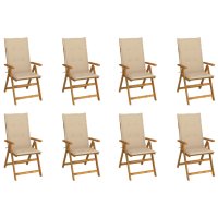 vidaXL Klappbare Gartenstühle mit Kissen 8 Stk....