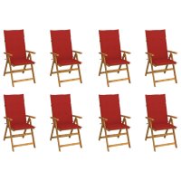 vidaXL Klappbare Gartenstühle mit Kissen 8 Stk....