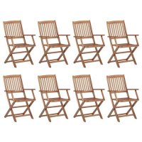 vidaXL Klappbare Gartenstühle mit Kissen 8 Stk. Massivholz Akazie