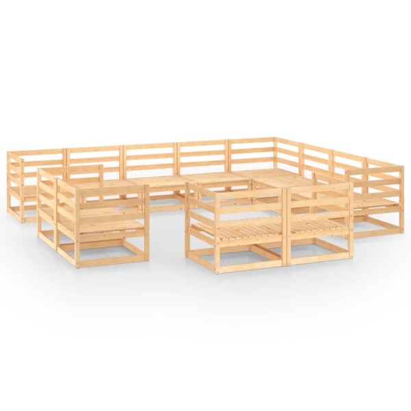 WOWONA 12-tlg. Garten-Lounge-Set Massivholz Kiefer