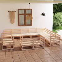 WOWONA 12-tlg. Garten-Lounge-Set Massivholz Kiefer