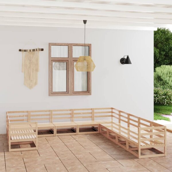 WOWONA 11-tlg. Garten-Lounge-Set Massivholz Kiefer