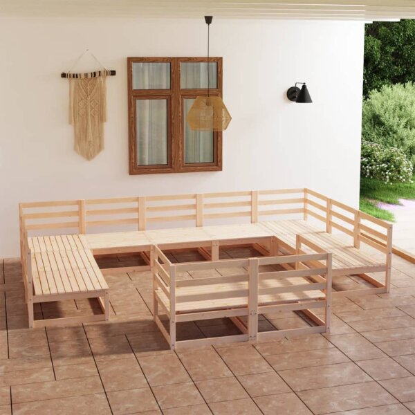 WOWONA 11-tlg. Garten-Lounge-Set Massivholz Kiefer