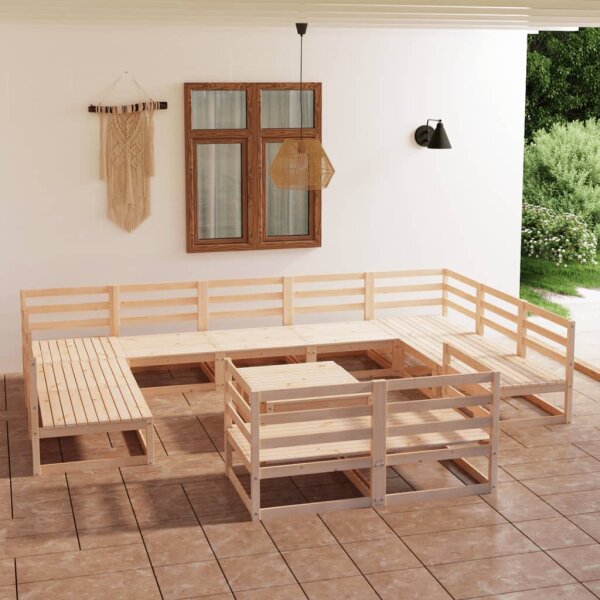 WOWONA 12-tlg. Garten-Lounge-Set Massivholz Kiefer