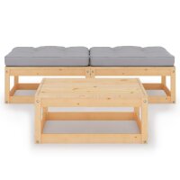 vidaXL 3-tlg. Garten-Lounge-Set mit Kissen Kiefer Massivholz