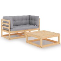 vidaXL 3-tlg. Garten-Lounge-Set mit Kissen Kiefer Massivholz