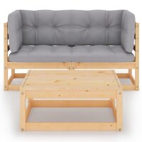 vidaXL 3-tlg. Garten-Lounge-Set mit Kissen Kiefer Massivholz