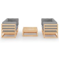 vidaXL 5-tlg. Garten-Lounge-Set mit Kissen Kiefer Massivholz