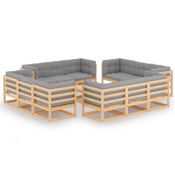 vidaXL 13-tlg. Garten-Lounge-Set mit Kissen Kiefer Massivholz