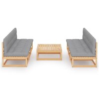 vidaXL 7-tlg. Garten-Lounge-Set mit Kissen Kiefer Massivholz