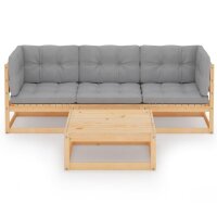 vidaXL 4-tlg. Garten-Lounge-Set mit Kissen Kiefer Massivholz