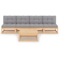 vidaXL 5-tlg. Garten-Lounge-Set mit Kissen Kiefer Massivholz