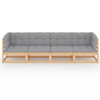 vidaXL 4-Sitzer-Gartensofa mit Kissen Kiefer Massivholz