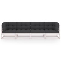 vidaXL 4-Sitzer-Gartensofa mit Kissen Kiefer Massivholz