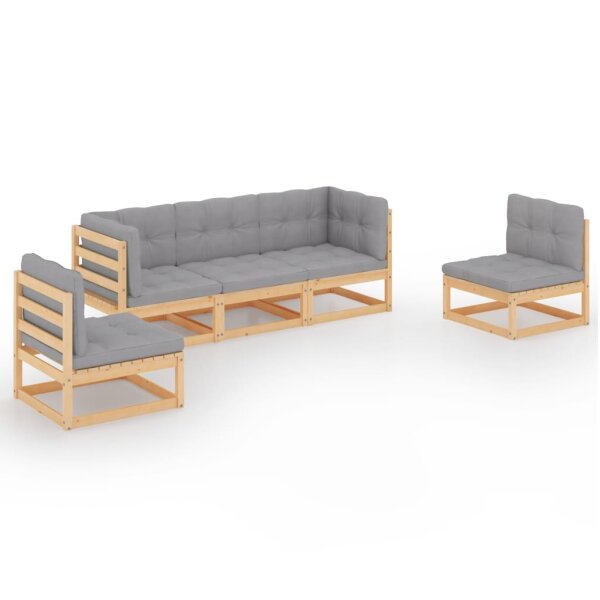 vidaXL 5-tlg. Garten-Lounge-Set mit Kissen Kiefer Massivholz