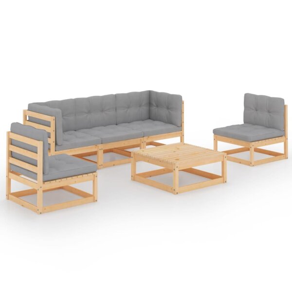 vidaXL 6-tlg. Garten-Lounge-Set mit Kissen Kiefer Massivholz