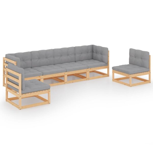 vidaXL 6-tlg. Garten-Lounge-Set mit Kissen Kiefer Massivholz