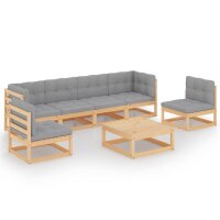 vidaXL 7-tlg. Garten-Lounge-Set mit Kissen Kiefer Massivholz