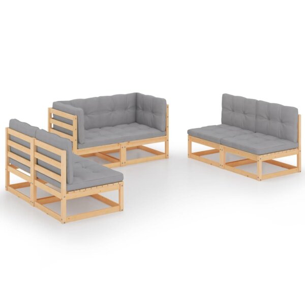 vidaXL 6-tlg. Garten-Lounge-Set mit Kissen Kiefer Massivholz