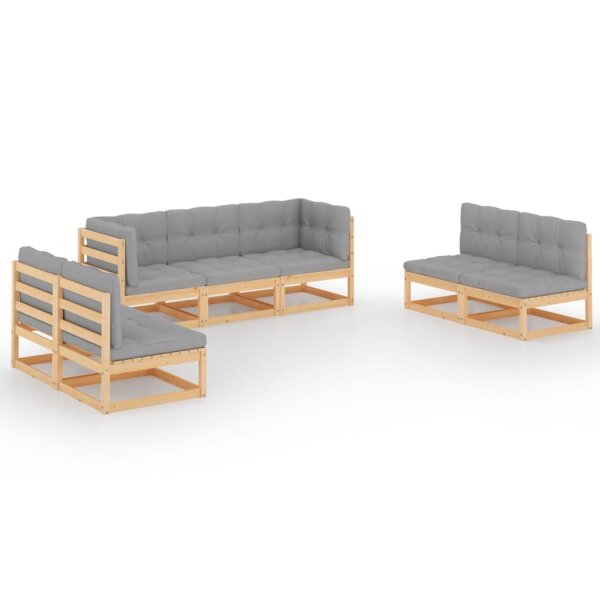 vidaXL 7-tlg. Garten-Lounge-Set mit Kissen Kiefer Massivholz