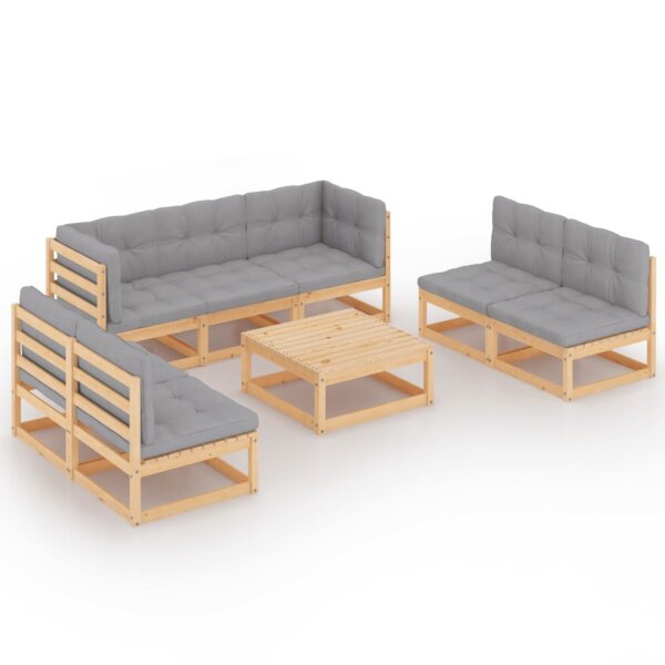 vidaXL 8-tlg. Garten-Lounge-Set mit Kissen Kiefer Massivholz