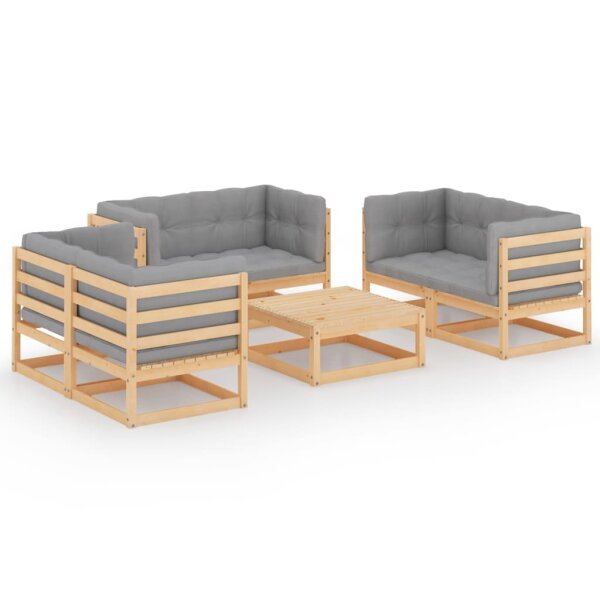 vidaXL 7-tlg. Garten-Lounge-Set mit Kissen Kiefer Massivholz