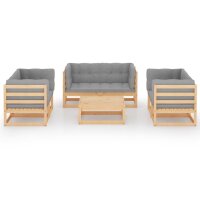 vidaXL 7-tlg. Garten-Lounge-Set mit Kissen Kiefer Massivholz