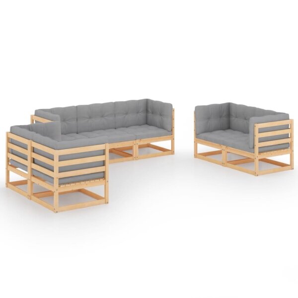 vidaXL 7-tlg. Garten-Lounge-Set mit Kissen Kiefer Massivholz