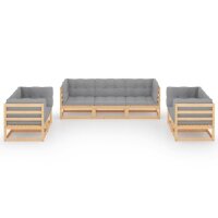 vidaXL 7-tlg. Garten-Lounge-Set mit Kissen Kiefer Massivholz