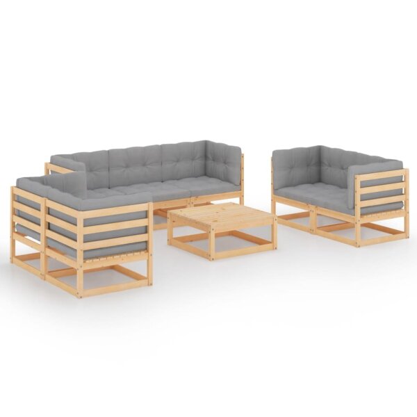 vidaXL 8-tlg. Garten-Lounge-Set mit Kissen Kiefer Massivholz