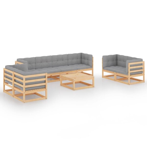 vidaXL 9-tlg. Garten-Lounge-Set mit Kissen Kiefer Massivholz