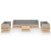 vidaXL 9-tlg. Garten-Lounge-Set mit Kissen Kiefer Massivholz