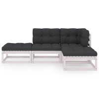 vidaXL 4-tlg. Garten-Lounge-Set mit Kissen Kiefer Massivholz