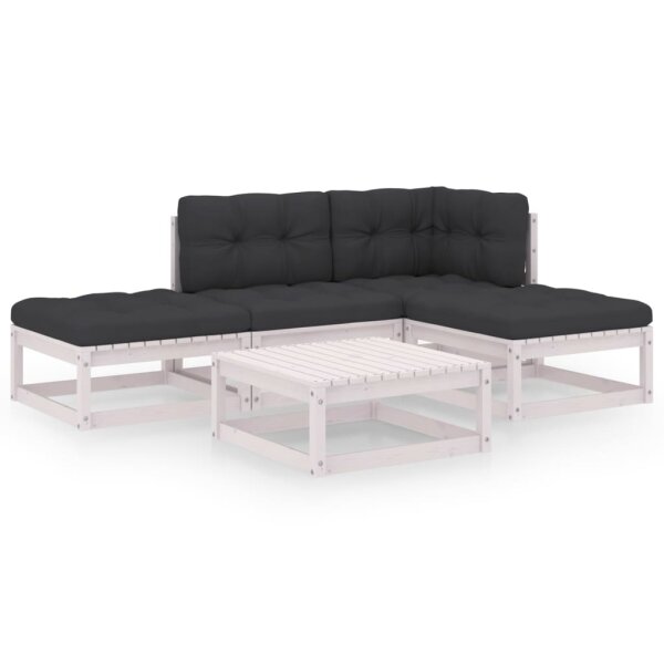 vidaXL 5-tlg. Garten-Lounge-Set mit Kissen Kiefer Massivholz