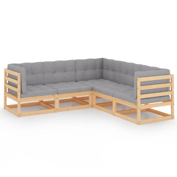 vidaXL 5-tlg. Garten-Lounge-Set mit Kissen Kiefer Massivholz