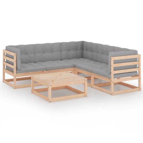 vidaXL 6-tlg. Garten-Lounge-Set mit Kissen Kiefer Massivholz